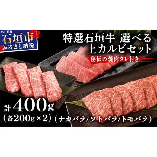 カルビ（ナカバラ/ソトバラ/トモバラ）焼肉用200g×2パック&石垣牛 MARU秘伝の焼肉タレ100ml×1本 　 IM-75