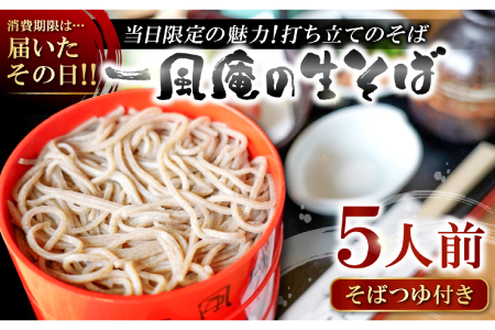 自家製粉手打ち生そば　５人前【生そば 5人前 そばつゆ付き セット 蕎麦 玄そば 出雲そば そば 国産 無添加 手打ち 打ち立て 冷蔵配送 自家製 石臼挽き こだわり 人気 生麺 麺類 和食 食品 健康 美容 季節限定】