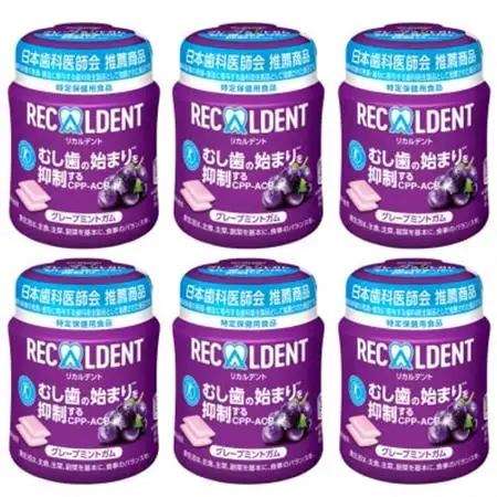 モンデリ―ズ リカルデント グレープミントガムボトル 135.2g  6個_菓子・スイーツ 洋菓子  _【1177816】