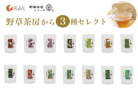 黒姫和漢薬研究所「野草茶房 」3フレーバーセット　お好きなお茶を3種お選びいただけます 【長野県信濃町ふるさと納税】