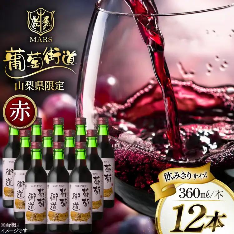 ワイン 赤 ミディアムボディ 葡萄街道 360ml 12本 ワインセット [本坊酒造株式会社マルス穂坂ワイナリー 山梨県 韮崎市 20743926] 