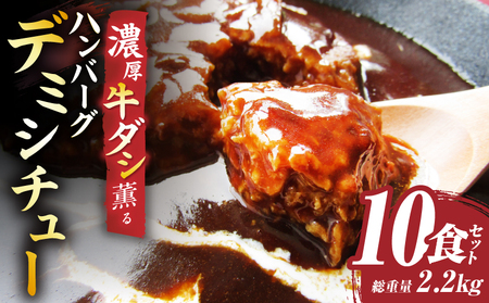ハンバーグデミシチュー　220g×10食セット　(総重量2.2kg)|ハンバーグ デミシチュー シチュー 濃厚 牛スジ ダシ ジューシー 旨味 濃厚デミ 特製 冷凍 香川県 三木町 おすすめ|_mk146-155