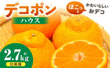 デコポン(ハウス)　化粧箱2.7kg | デコポン みかん フルーツ 果物 旬 柑橘 デザート お裾分け 旬 旬の果物 おすすめ 人気 デザート 生鮮食品 果実 お取り寄せ 贈答用  贈り物 柑橘類 季節 季節の果物 柑橘系 香川県 三木町 |_mk165-006