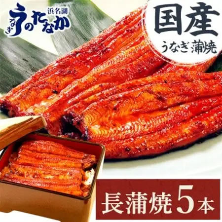浜名湖・うなぎのたなかの長蒲焼き5本セット!ふっくら柔らか♪国産うなぎ長蒲焼※合計900g程度_魚介・海産物 うなぎ  ウナギ 鰻_【配送不可地域：離島】【1607912】