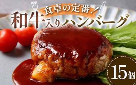 食卓の定番！和牛入りハンバーグ 15個 豚肉 和牛 定番 ジューシー 肉汁 手軽  メインディッシュ ジュワッ お子さま 大人 シンプル 飽きない お歳暮 お中元 F6T-594