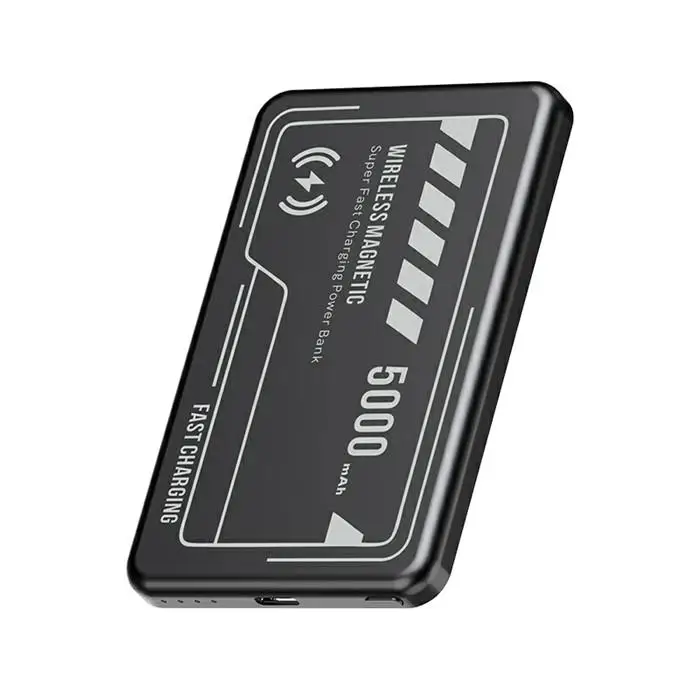【MagSafe対応 iPhone16充電】モバイルバッテリー＜ブラック＞ワイヤレス充電器5000mAh/19.25Wh