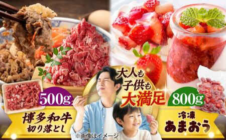 【訳あり】博多和牛 切り落とし&冷凍あまおう セット 計1.3kg [BGAB025] 冷凍 あまおう いちご 果物
