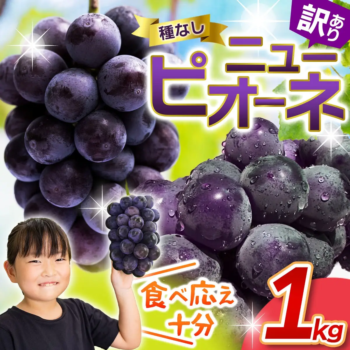 訳あり ニューピオーネ 1kg 花笑み農園 ぶどう ピオーネ 9月上旬から順次出荷 【hana033-02】