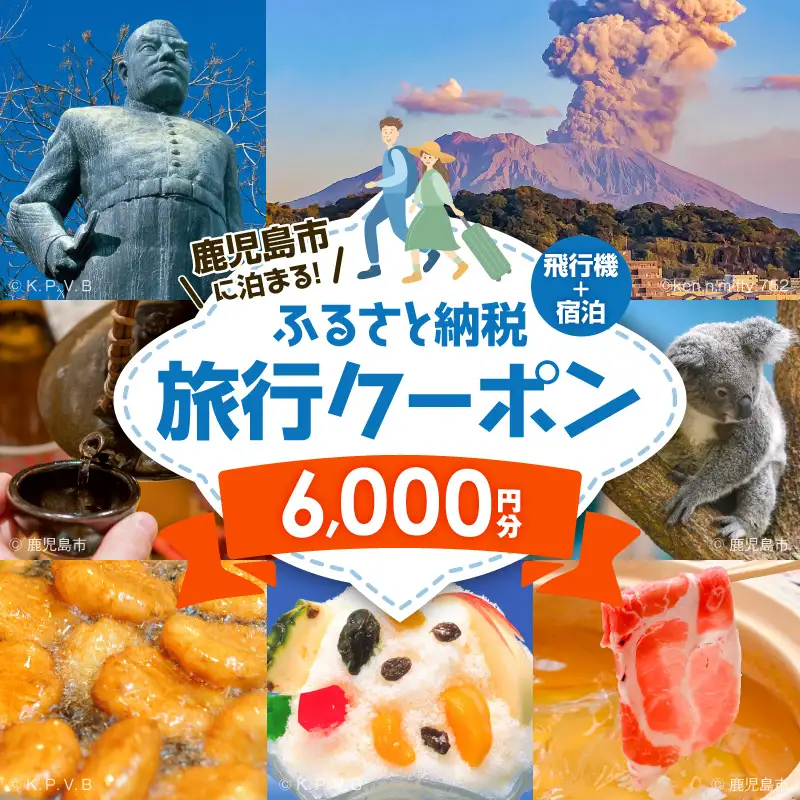 鹿児島市に泊まる（飛行機+宿泊）ふるさと納税旅行クーポン【6,000円分】 K349-001_06 トラベル ツアー 宿泊 国内旅行 鹿児島旅行