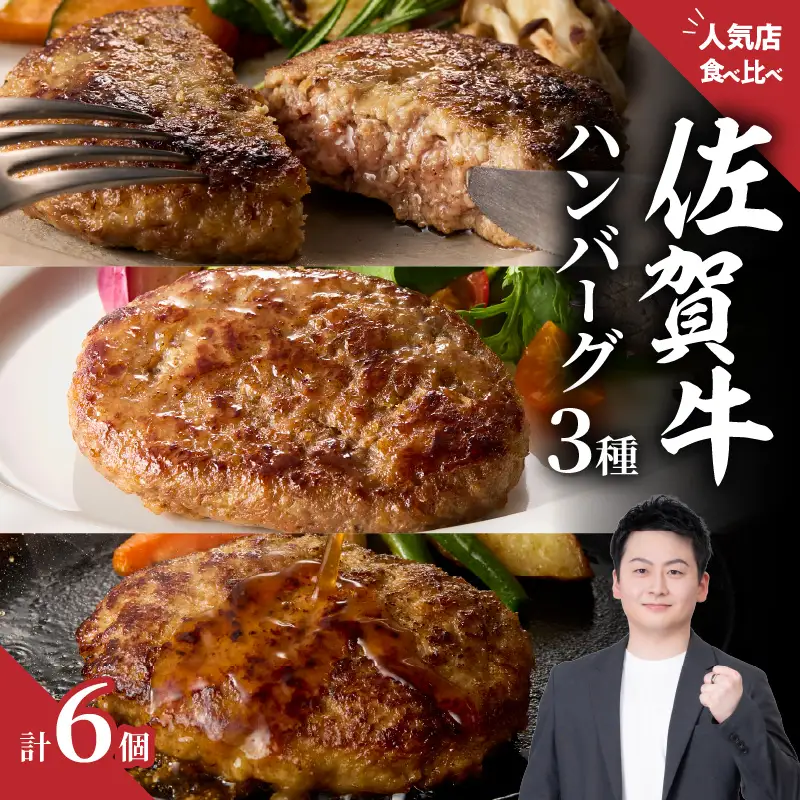 ハンバーグ3種詰合せ（ギフトセット）／ 佐賀牛 ハンバーグ 食べ比べ【B207】