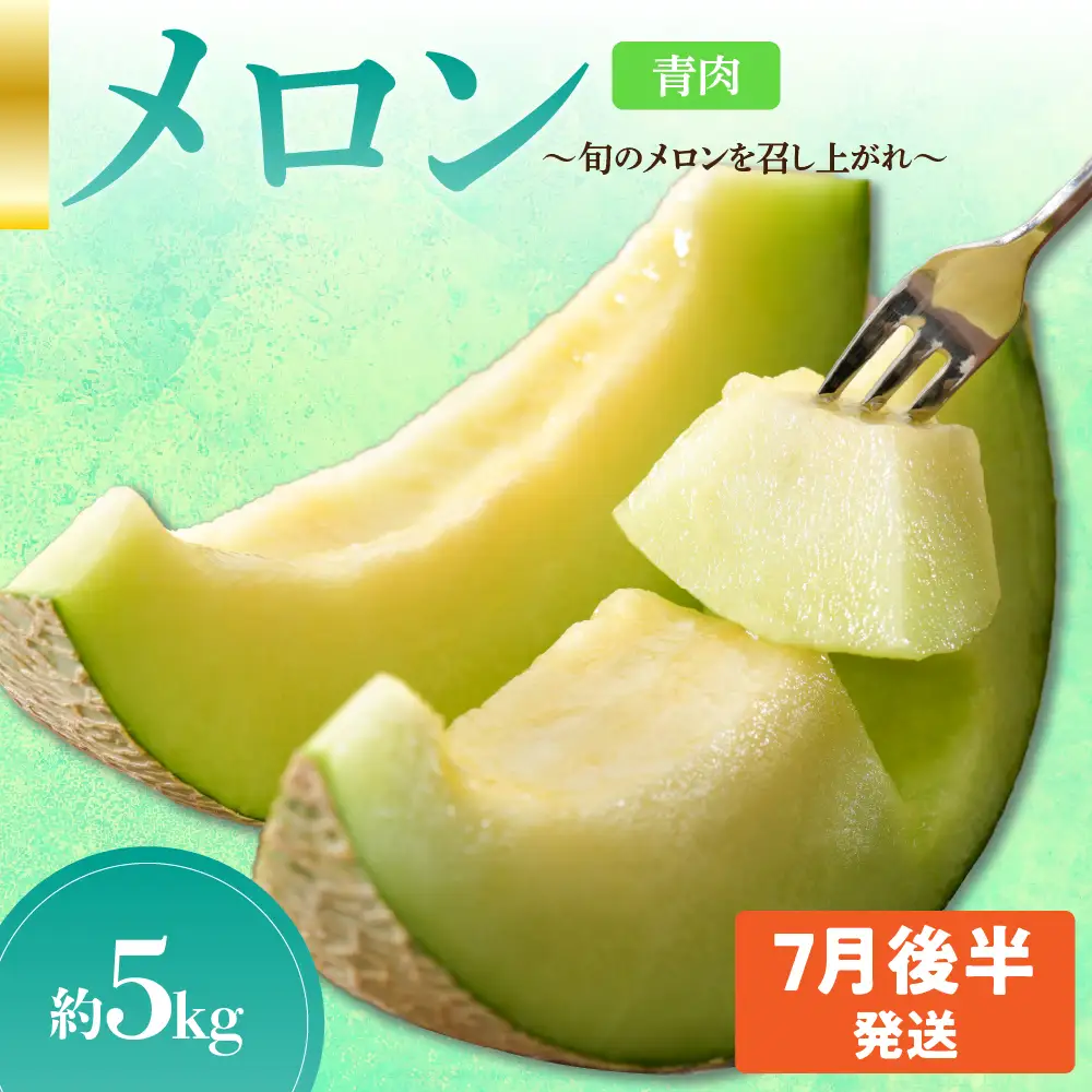メロン　先行予約【2026年7月後半発送】【秀～優品】約5kg程度(青肉メロン)　青森
