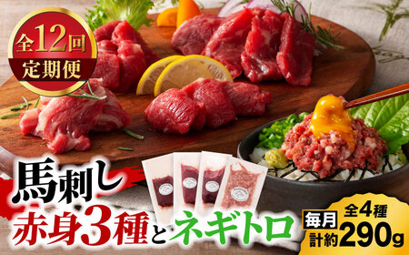 【全12回定期便】【熊本特産】赤身馬刺し3種とネギトロの詰め合わせ 3891【有限会社スイートサプライなかぞの】[ZDT175]