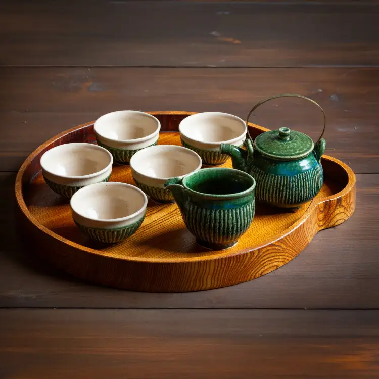 お茶 ティーセット 茶器セット 織部釉 土瓶 湯冷まし(片口) 汲出し湯呑み5個 [抱星窯 長崎県 東彼杵町 hs42bag390000]