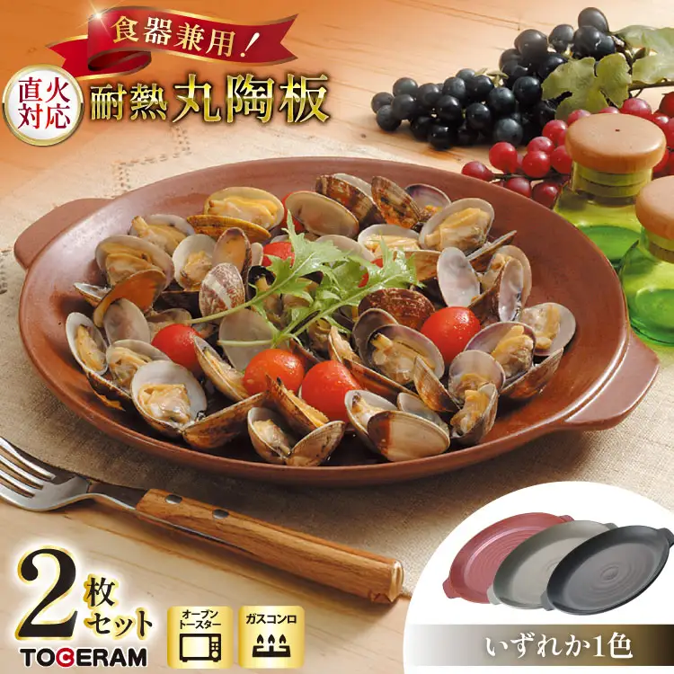 食器兼用 耐熱 丸陶板25cm 2枚セット [トーセラム 長崎県 東彼杵町 hs42bag480020]