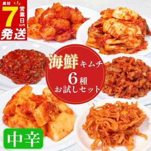 【 本場の味を再現 】 海鮮キムチ 6種 詰め合わせセット 中辛 キムチ 食べ比べ 冷蔵 かわち屋