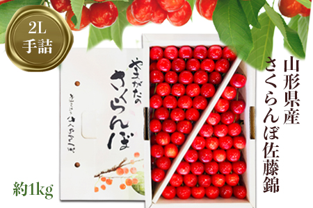 【2026年発送】「秀品」さくらんぼ佐藤錦1kg（2L玉・化粧箱・手詰）_H040(R8)