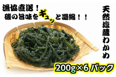 漁協厳選！天然塩蔵わかめ200g×6パック _1467R