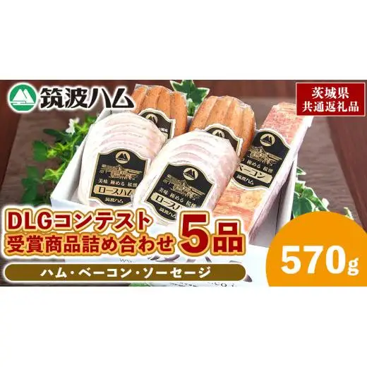 筑波ハム DLGコンテスト受賞商品 詰め合わせ ロースハムスライス ベーコン ウィンナー 合計570g ( 茨城県共通返礼品 )