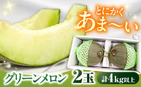 【2026年7月初旬-発送】グリーンメロン 2玉 約4kg / メロン めろん 果物 フルーツ / 南島原市 / うえだメロン園[SAD010]