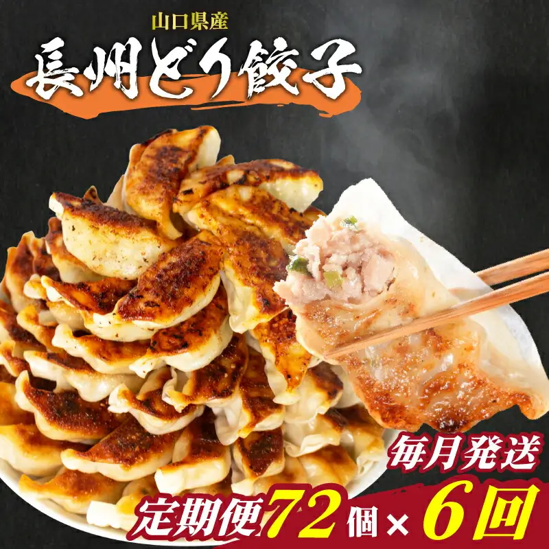 訳あり 長州どり餃子 72個 定期便 毎月6回 餃子 ギョウザ IB