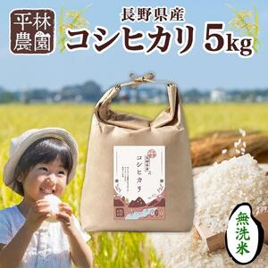 令和7年産 コシヒカリ 無洗米 5kg×1袋 長野県産 米 白米 精米 お米 ごはん ライス 甘み 農家直送 産直 信州 人気 ギフト 時短 お取り寄せ 平林農園 送料無料 長野県 大町市