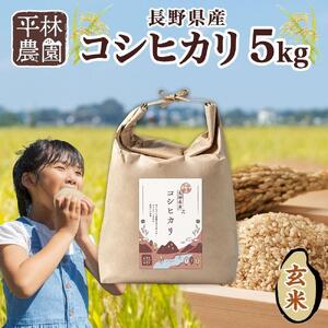 令和7年産 コシヒカリ 玄米 5kg×1袋 長野県産 米 お米 ごはん ライス 低GI 甘み 農家直送 産直 信州 人気 ギフト お取り寄せ 平林農園 送料無料 長野県 大町市