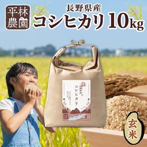 令和7年産 コシヒカリ 玄米 10kg×1袋 長野県産 米 お米 ごはん ライス 低GI 甘み 農家直送 産直 信州 人気 ギフト お取り寄せ 平林農園 送料無料 長野県 大町市