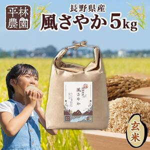 令和7年産 風さやか 玄米 5kg×1袋 長野県産 米 お米 ごはん ライス 低GI 甘み 農家直送 産直 信州 人気 ギフト お取り寄せ 平林農園 送料無料 長野県 大町市