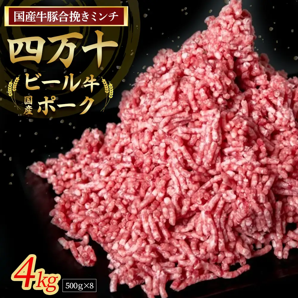 【数量限定】国産の牛肉と豚肉をミンチした合挽肉 4kg（500g×8パック）Asz-Z46 ミンチ ひき肉 国産 挽肉 ハンバーグ