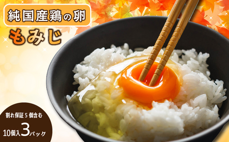 卵 もみじ卵 計30個(10個×3パック) ※割れ保証5個含む 愛媛県 松山市【VEG091】たまご