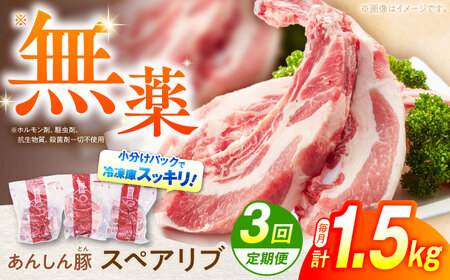 【3回定期便】豚肉 スペアリブ 1.5kg 白川町 / 藤井ファーム[AWAF016]