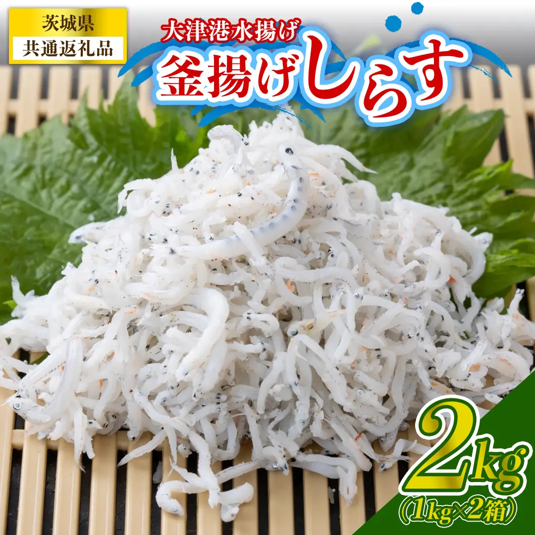 大津港水揚げの釜揚げしらす2kg(1kg×2箱) (茨城県共通返礼品:北茨城市) (BC004)