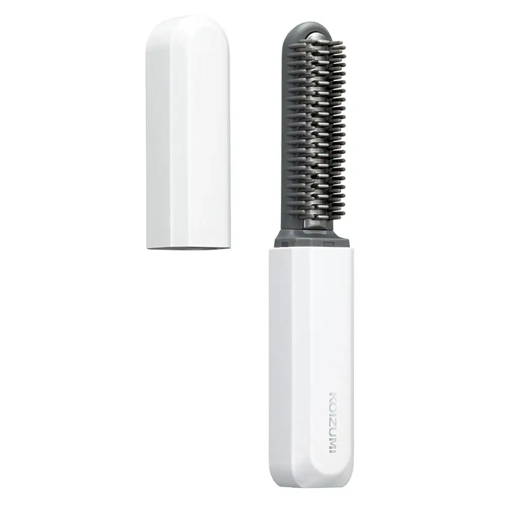 【KOIZUMI】コードレスアイロンブラシ (カラー：ホワイト) | カバー付き 充電式 巻き髪 ストレート コテ コンパクト 手のひらサイズ ブラシ 持ち運び_0217-001-T06-2
