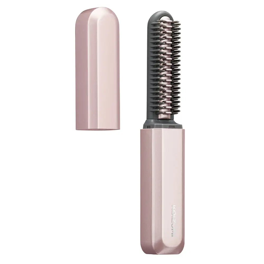 【KOIZUMI】コードレスアイロンブラシ (カラー：ピンク) | カバー付き 充電式 巻き髪 ストレート コテ コンパクト 手のひらサイズ ブラシ 持ち運び_0217-001-T06-3