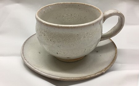萩焼 8代佳炎作 白萩コーヒーセット（丸）