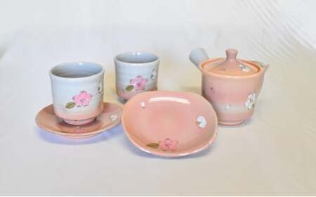 萩焼 御本手桜散し茶器揃い
