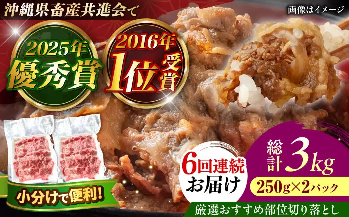 牛肉 焼肉 【全6回定期便】【厳選！おすすめ部位】沖縄和牛 佐渡山牛 切り落とし 500g  BCBC009 牛肉