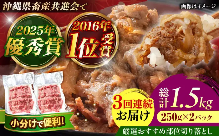 牛肉 焼肉 【全3回定期便】【厳選！おすすめ部位】沖縄和牛 佐渡山牛 切り落とし 500g  BCBC008