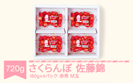 先行予約 さくらんぼ 佐藤錦 赤秀 M玉 180g×4パック 2026年産 令和8年産 山形県産 mm-snpmx800