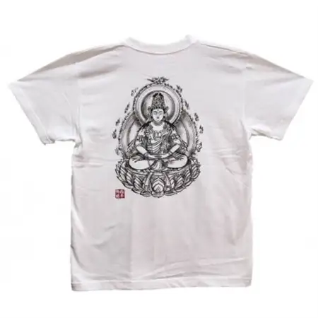 手描きTシャツ 仏画 大日如来 白 (半袖 Sサイズ)【1615070】