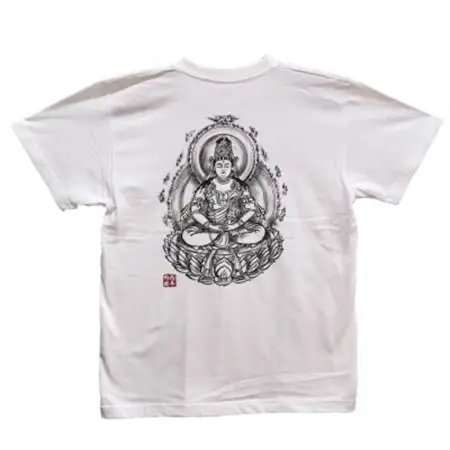 手描きTシャツ 仏画 大日如来 白 (半袖 Lサイズ)【1615076】