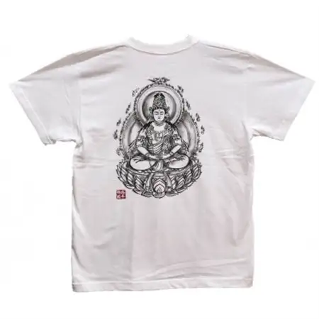 手描きTシャツ 仏画 大日如来 白 (半袖 XLサイズ)【1615077】