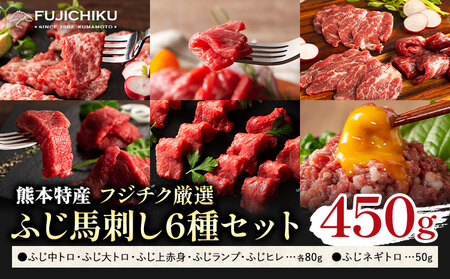 馬肉 熊本特産 フジチク 厳選 ふじ 馬刺し 6種 セット 道の駅竜北  熊本県 氷川町 肉 馬肉 大トロ 中トロ ヒレ シャトーブリアン ランプ 上赤身 ネギトロ ふじ馬刺し セット 食べ比べ