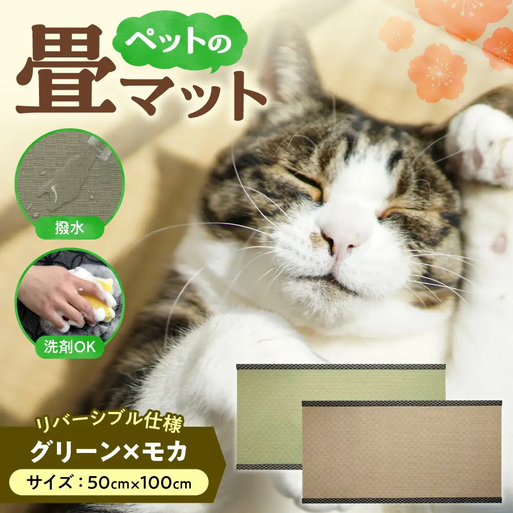 ペットの畳マット　100　グリーン×モカ