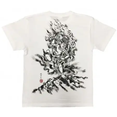 手描きTシャツ 仏画 蔵王権現 白 (半袖 XLサイズ)【1614957】