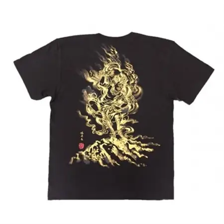 手描きTシャツ 仏画 蔵王権現 黒 (半袖 Sサイズ)【1614964】