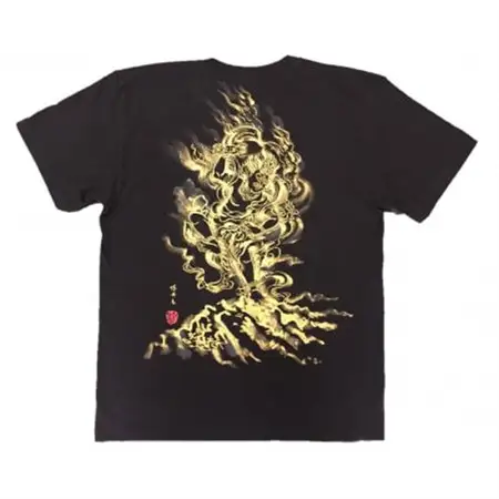 手描きTシャツ 仏画 蔵王権現 黒 (半袖 Lサイズ)【1614969】
