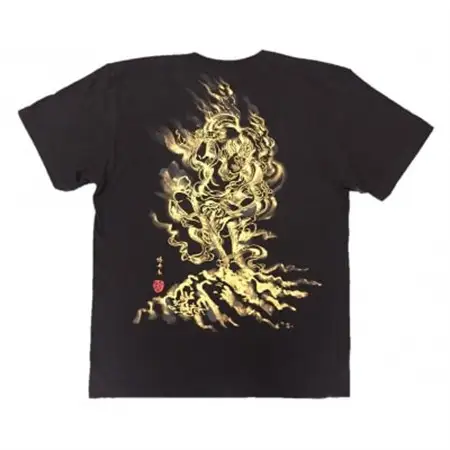 手描きTシャツ 仏画 蔵王権現 黒 (半袖 XLサイズ)【1614970】