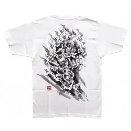 手描きTシャツ 仏画 大威徳明王 白 (半袖 Lサイズ)【1615024】