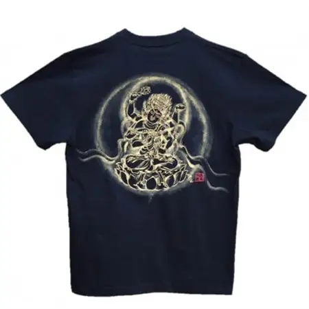 手描きTシャツ 仏画 愛染明王 黒 (半袖 Sサイズ)【1615491】